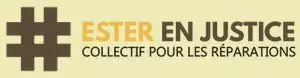 Logo avec, ester en jaune, le reste du texte et le # en marron foncé sur fond beige clair.