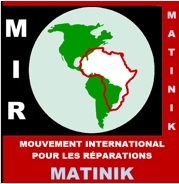 Union harmonieuse des continents africain et américain sur fond noir, lettre claire sur fond rouge.